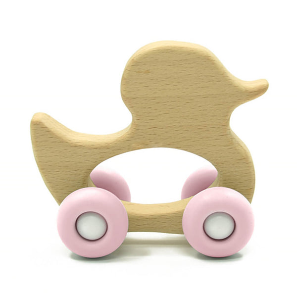 Luqu Silicone and Beechwood Duck Teether, BPA-Free, For Babies 3 Months+