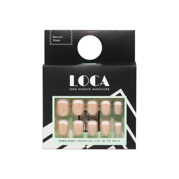 Loca Nails Natural Press-On False Nails French Colour Natural Shape 24 Pieces