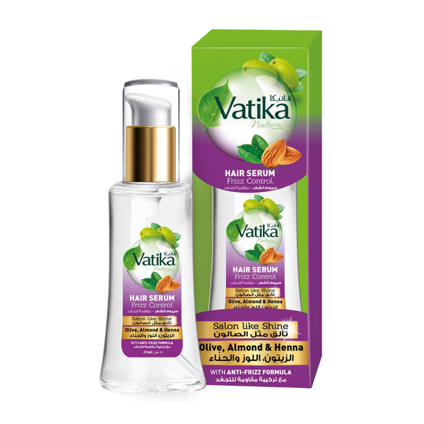 Dabur Vatika Hair Serum Frizz Control Liquid Olive Almond Henna 47 ml