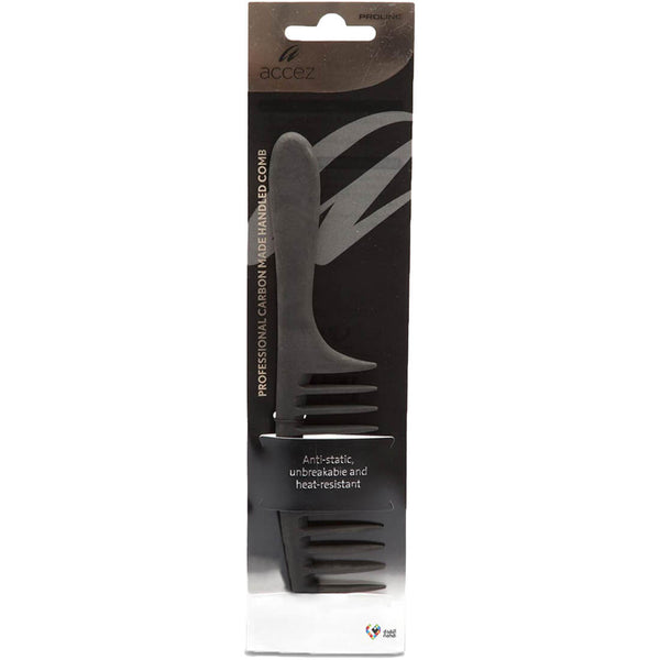 Accez Carbon Handle Comb Wide-Tooth Heat-Resistant Detangling Comb, 1 Piece