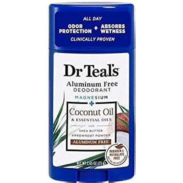 Dr. Teal's Coconut Aluminum-Free Deodorant Stick, Magnesium and Baking Soda, Coconut Scent