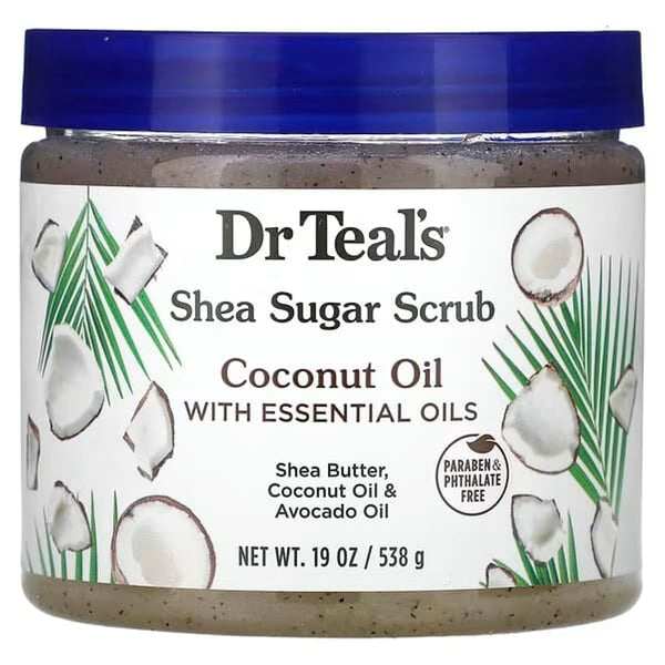 Dr. Teal's Coconut Oil Sugar Scrub Exfoliating Formula with Shea Butter, Lavender, 538 g