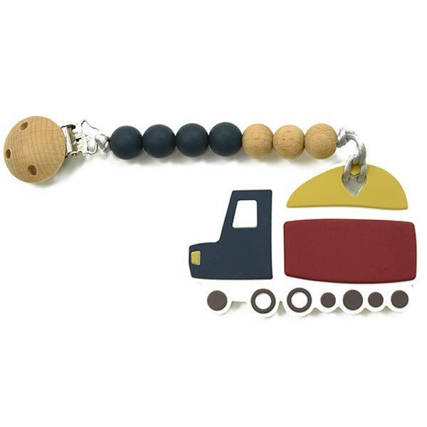 Luqu Silicone Pacifier Beads String, Soother Holder, Truck Design, Food-Grade Silicone