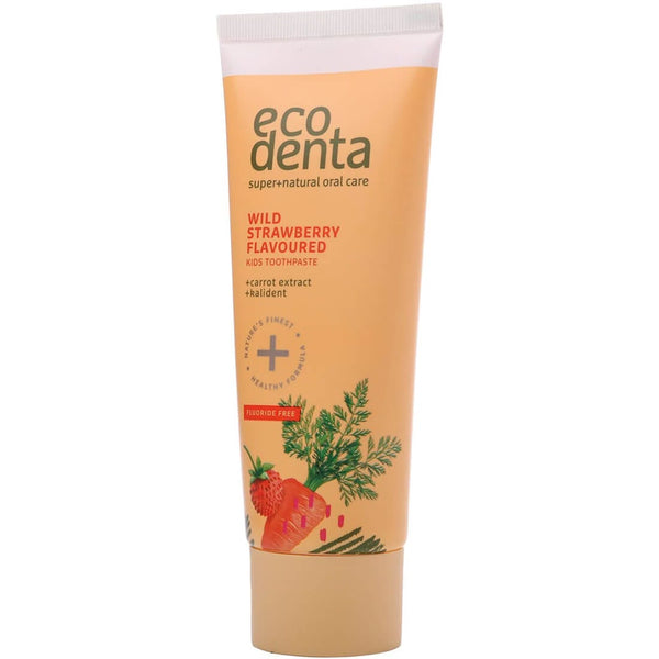 Ecodenta Wild Strawberry Kids Toothpaste Paste with Calcium Hydroxyapatite, Fluoride-Free, Vegan, 75 ml