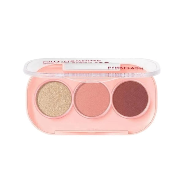 Pink Flash Eyeshadow Palette PK01, 3 Shades, Blendable Pigmented Eye Makeup