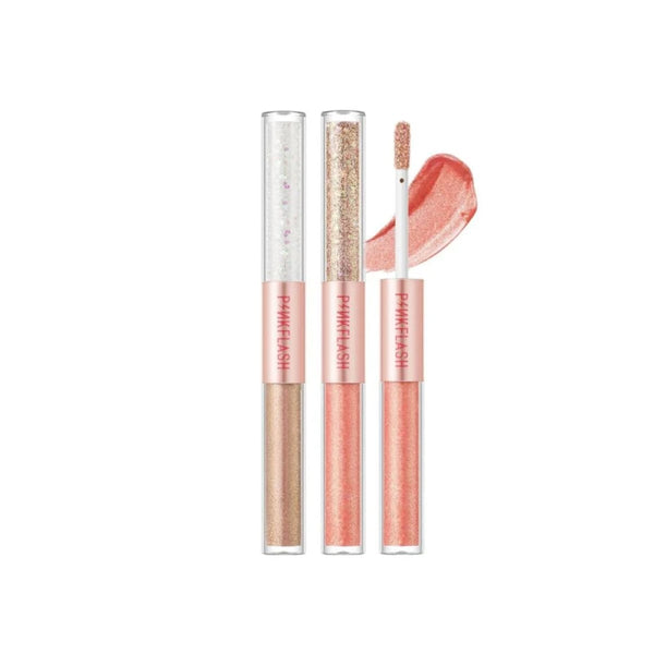 Pink Flash Liquid Eyeshadow Shimmer Finish Shimmer Particles Sunset Champagne 01