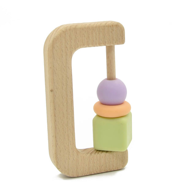 Luqu Silicone and Wood Teether Saw, Beechwood and BPA-Free Silicone