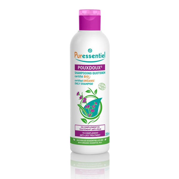 Puressentiel Pouxdoux Organic Daily Shampoo Scalp Cleansing Lavender Ylang-Ylang Geranium 200 mL