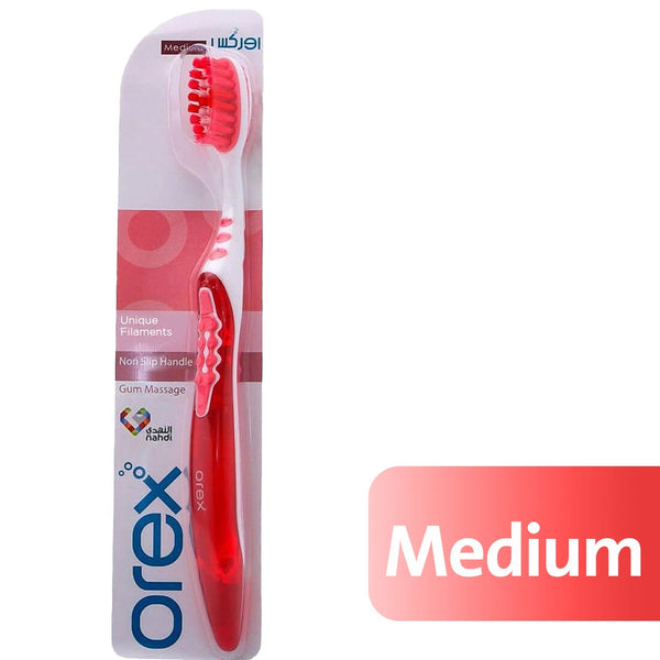 Orex Gum Massage Toothbrush with Non-Slip Handle, Medium Bristles, 1 Piece