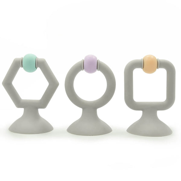 Luqu Silicone Teether Set Soft Food-Grade Silicone 3 Pieces For Babies 4 Months+