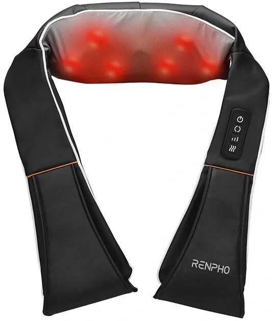 RENPHO Shiatsu Neck and Shoulder Massager with Heat, 8 Nodes, Vibration, Black