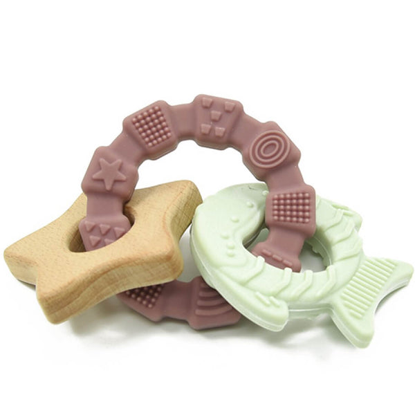 Luqu Silicone and Wood Star Teether