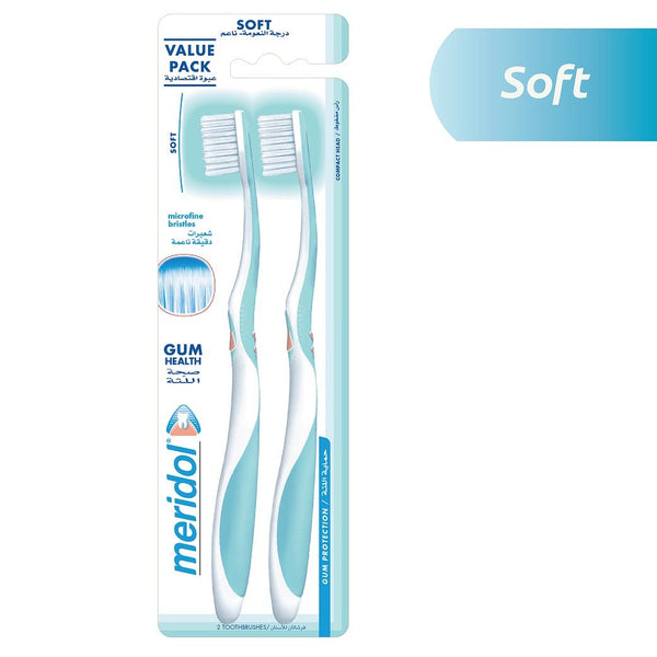 Meridol Gum Health Soft Twinpack Toothbrushes Microfine Tapered Bristles