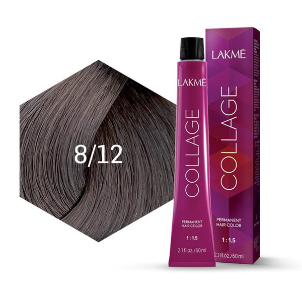 Lakme Collage Permanent Hair Color Cream Light Ash Brown 8/12, 60 ml