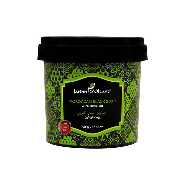 Jardin d'Olean Moroccan Black Soap with Olive Oil for Body Care, 500 gm