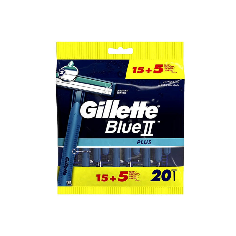 Gillette Blue II Plus Disposable Razors Twin Blade Aloe Vera 20 Pieces