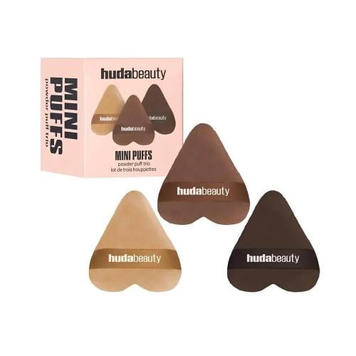 Huda Beauty Mini Powder Puffs, Triangular Design, Soft-Focus Finish