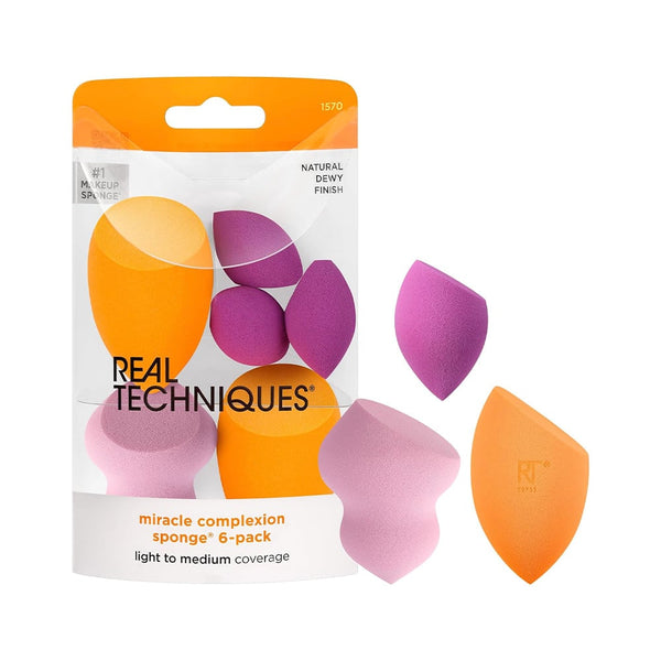 Real Techniques Miracle Complexion Set Makeup Sponges, Multi-Use, 6 Pack