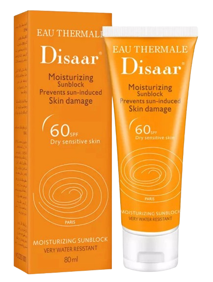 Disaar Moisturizing Sunblock Cream SPF60, Lightweight Non-Greasy Formula, 80ml