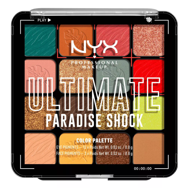 NYX Professional Makeup Ultimate Eyeshadow Palette Paradise Shock Bold Blendable Colors