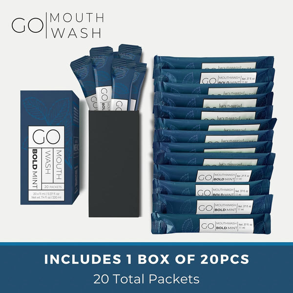 GO Mouthwash Bold Mint Single-Use Packets, 20 x 11 ml