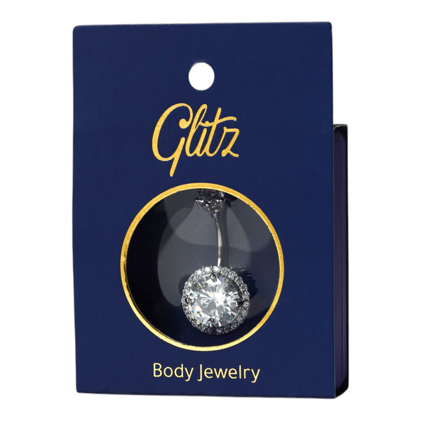 Glitz Body Ring Circular Silver Crystal