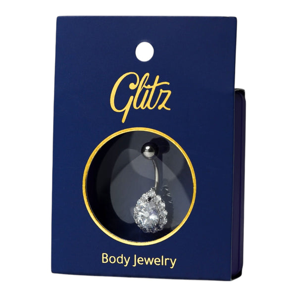 Glitz Body Ring Silver Crystal Teardrop