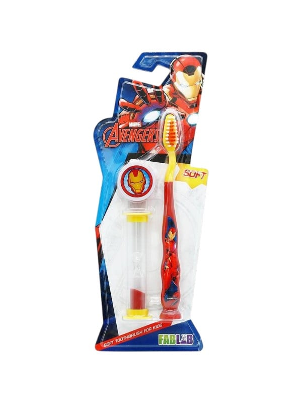 Fab Lab Avengers Kids Toothbrush with Sand Timer, Soft Bristles, Assorted Colors