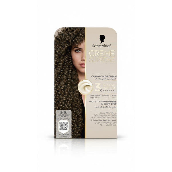 Creme Supreme Cool Ash Light Brown Hair Color, Shade 6-16