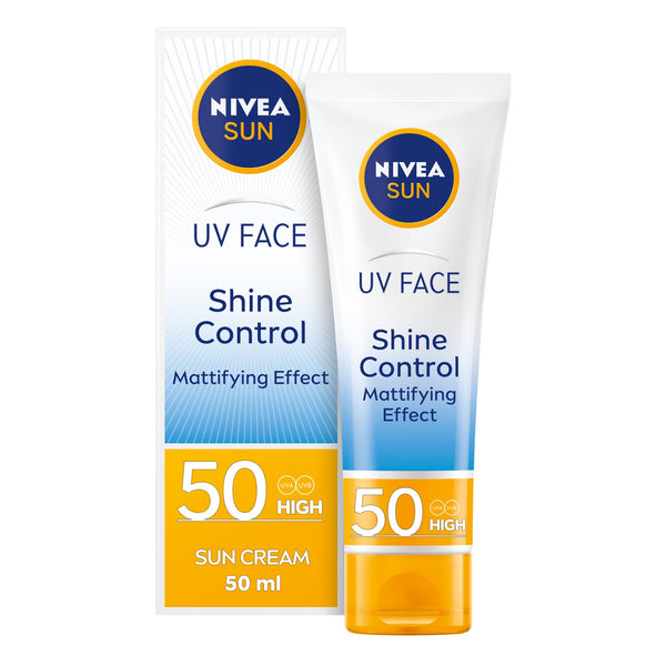 NIVEA Sun Face Shine Control Cream SPF 50, Fast-Absorbing Water-Resistant, 50 ml