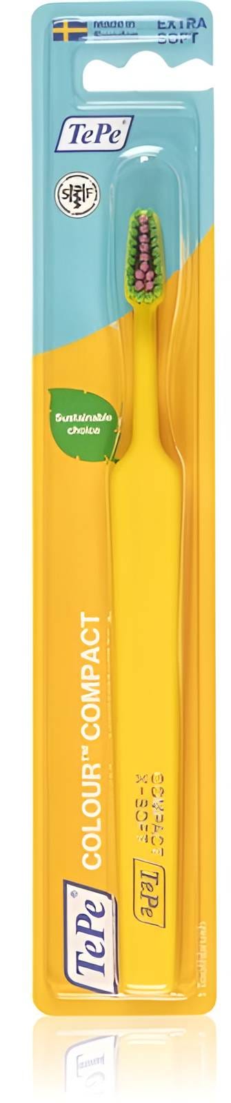 TePe Colour Compact Ultra-Soft Toothbrush Tapered Head Yellow 1 Piece