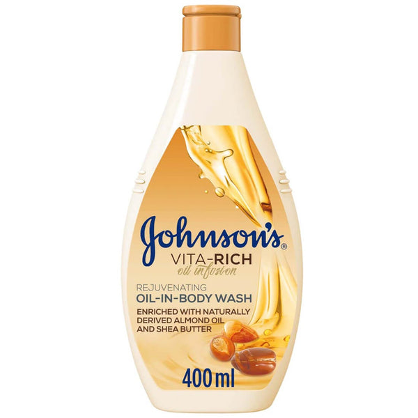 Johnson's Vita-Rich Oils Body Wash Cream Formula Almond Oil Shea Butter 400 ml