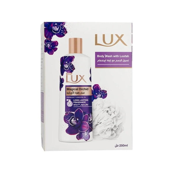 Lux Magical Orchid Body Wash with Loofah, Black Orchid & Juniper Oil, 250 ml