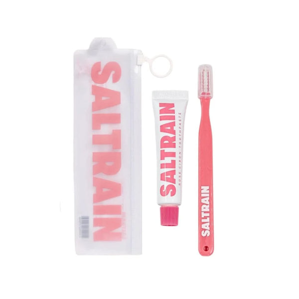 Saltrain Toothpaste & Toothbrush Rose Citron Travel Kit
