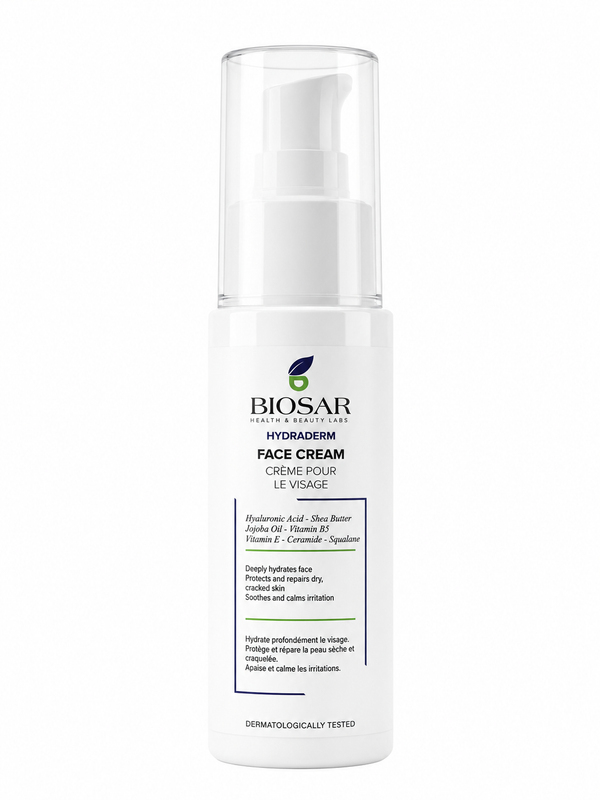 Biosar Hydraderm Moisturizing Face Cream, Lightweight Formula for Dry Skin