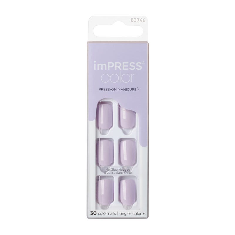 Kiss imPRESS Color Press-On Nails Gel Finish Purple Lavender 30 Nails