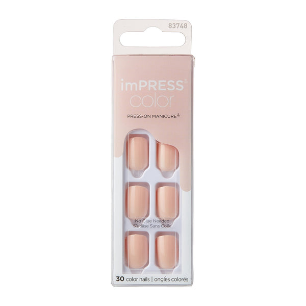 KISS imPRESS Color Press-On Nails Solid Pink Nude 33-Piece Kit