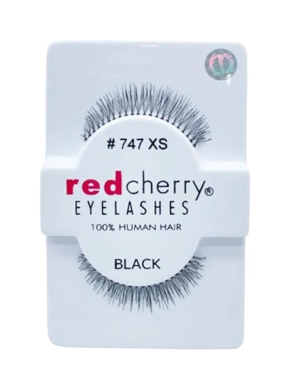 Red Cherry 747 XS# Natural Hair False Eyelashes, Reusable Lightweight Strip Lashes