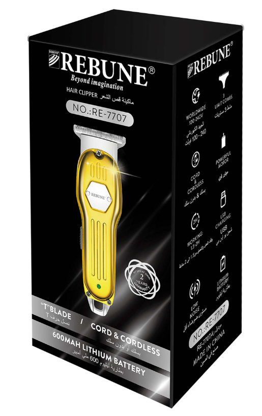 Rebune Rechargeable Hair Clipper RE7707 Cordless Ergonomic Design