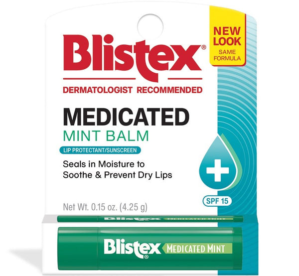 Blistex Medicated Mint Lip Balm SPF 15 Moisture Protection 0.15 Oz