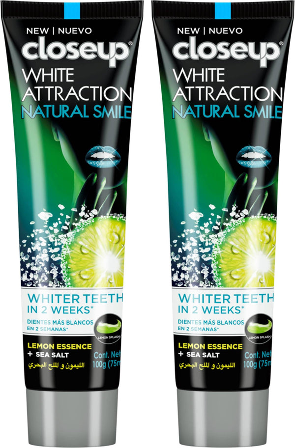 Closeup White Attraction Gel Toothpaste Lemon and Sea Salt 75 ml, 2 Pack