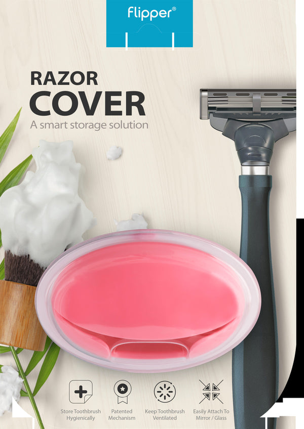 Flipper Mizo Razor Cover, Pink, BPA-Free Splash Shield with Suction Cup