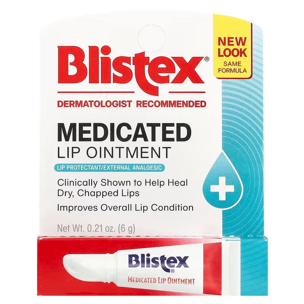 Blistex Medicated Lip Ointment Lip Balm with Camphor, Dimethicone, Menthol and Phenol, 6 g