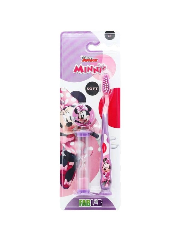 Fab Lab Minnie Mouse Kids Toothbrush with Hourglass, Soft Bristles, Assorted Colors