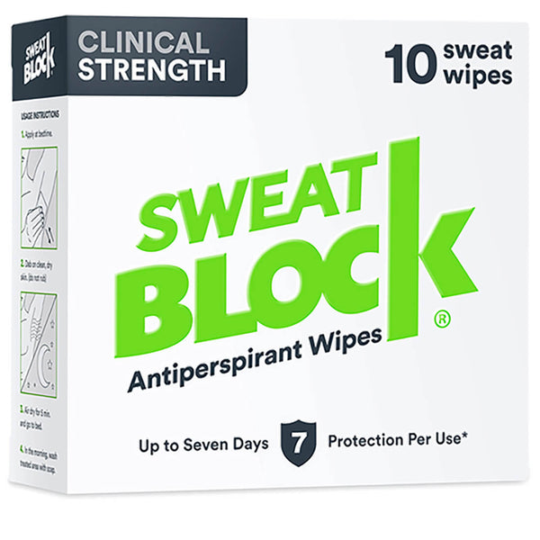 Sweat Block Clinical Strength Sweat Protection Wipes Aluminum Chloride 10 Count