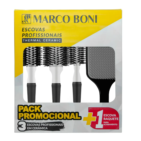 Marco Boni Professional Thermal Metal Brush Combs Set, Heat-Resistant, 4 Pieces, REF 6211