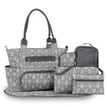 Little Story Diaper Bag Set, 6-Piece Organizer Kit with Changing Pad, Insulated Bottle Bag and Stroller Straps, Melange Grey