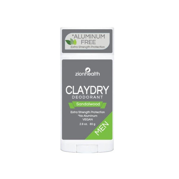 Zion Health Claydry Bold Men's Sandalwood Deodorant Stick Calcium Clay 80g