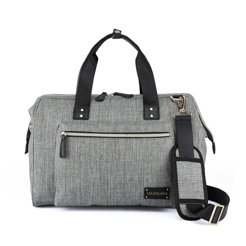 Little Story Zera Diaper Bag Tote Vegan Leather Accents Grey