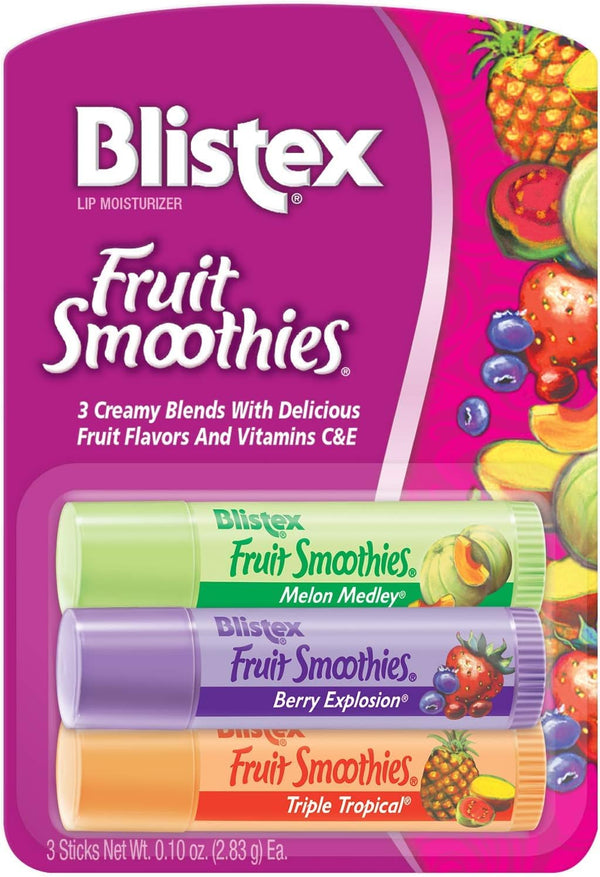 Blistex Fruit Smoothies Lip Balm Fruity Scent Vitamin E 3 Sticks